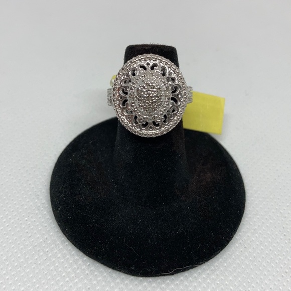 Karis collection Round Diamonds cluster w/Platinum over Bond Brass ring J-27 - Picture 8 of 8